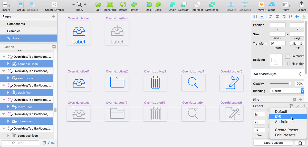 preview exporting assets for iOS apps