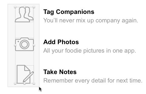 feature icons drag