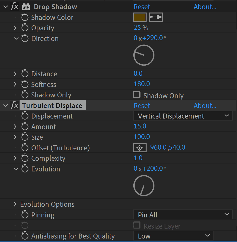 Wave Warp effect controls in the After Effects Effect Controls panel