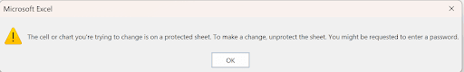 Excel Format Cells Protection tab showing Locked and Hidden checkboxes