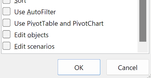 Excel password prompt dialog for worksheet or workbook protection