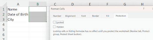 Excel Allow Users to Edit Ranges dialog for selective cell access
