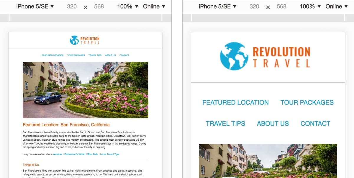 viewport meta tag before after