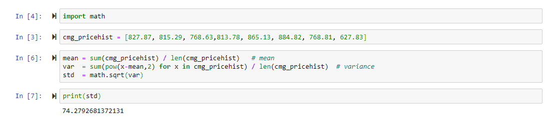 Python Standard Deviation Code
