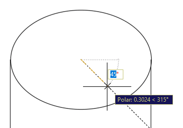 ellipse enter 45 degree angle