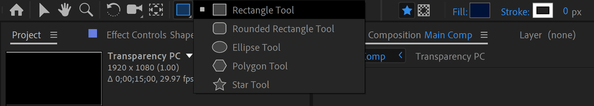 After Effects layer renamed to Track Matte Box in the layers panel
