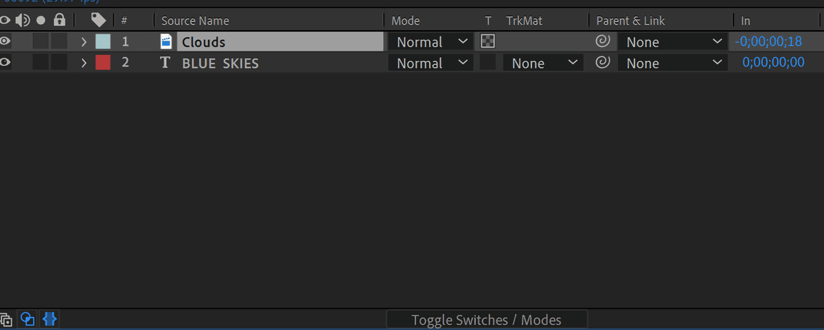 After Effects layers panel showing track matte applied with text revealing footage