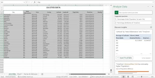 Excel spreadsheet with frozen column headings and data extending to row 28341