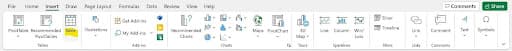 Excel data range converted to a formatted table using Ctrl+T