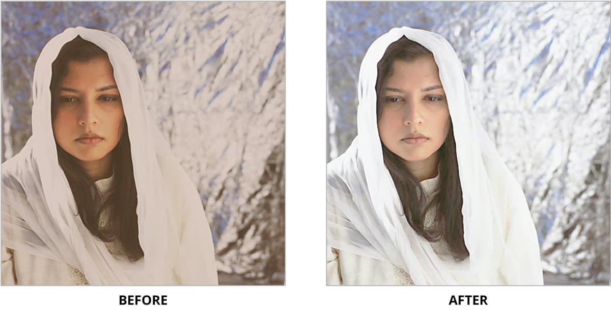 shawl before&after