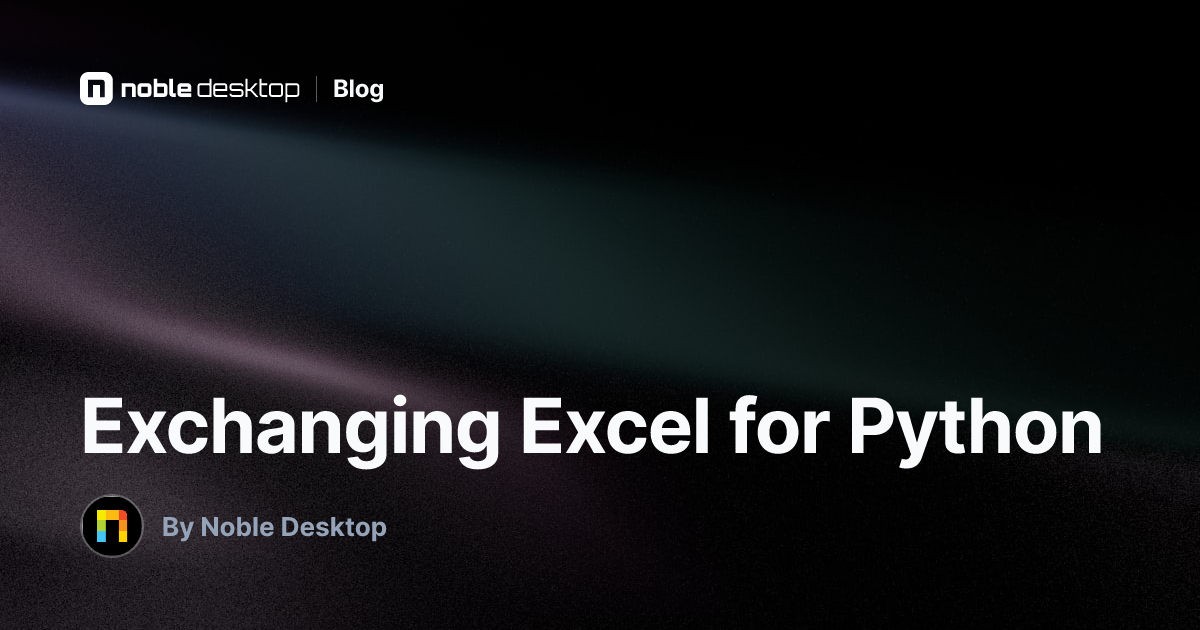 Free Online Class: Exchanging Excel for Python