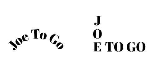 Illustrator Type tool used to create curved and vertical text in a logo