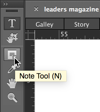 note tool location in toolbar