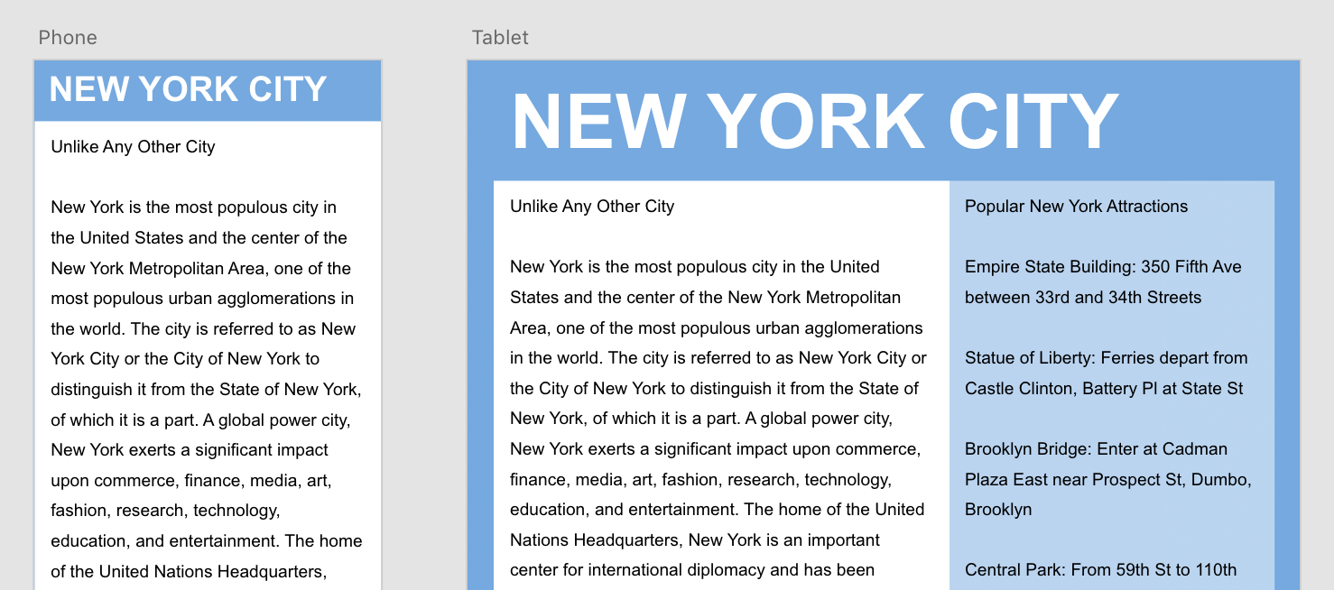 preview adapting for tablet and phone