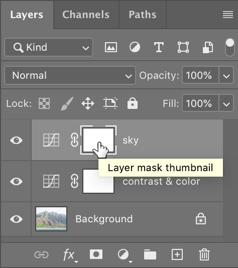 click sky layer mask thumbnail