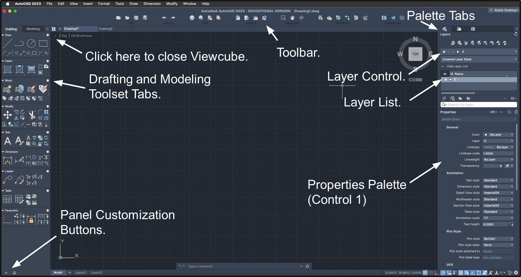 Layout of AutoCAD Toolbars