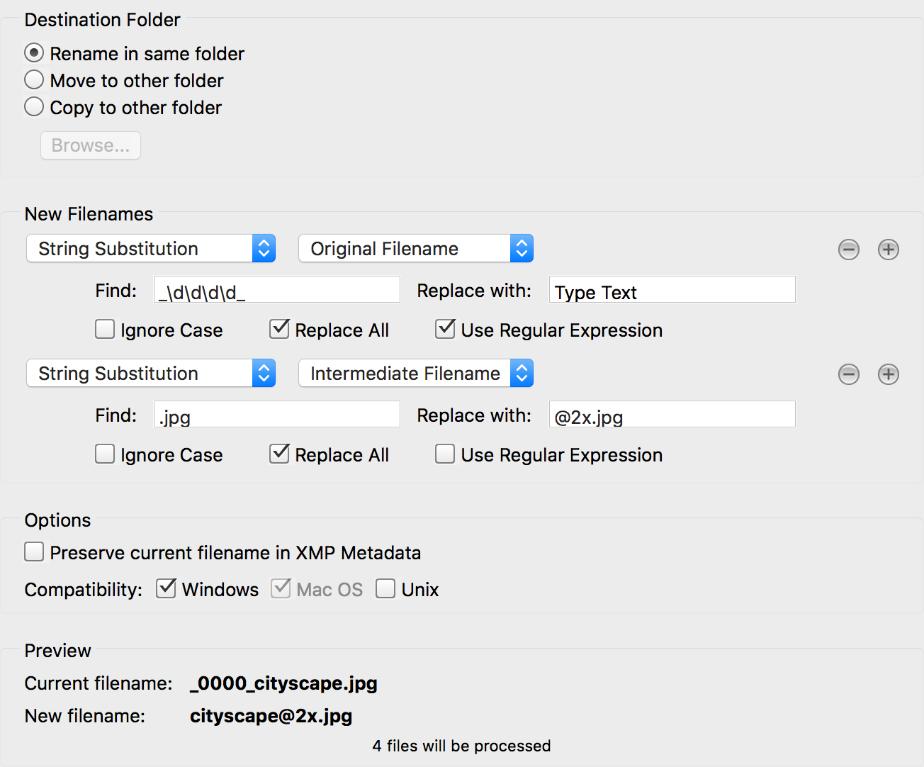 bridge grep remove prefixes