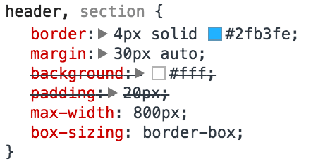 chrome inspect box sizing applied