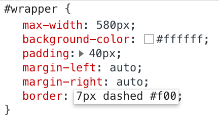 browser inspector editing css