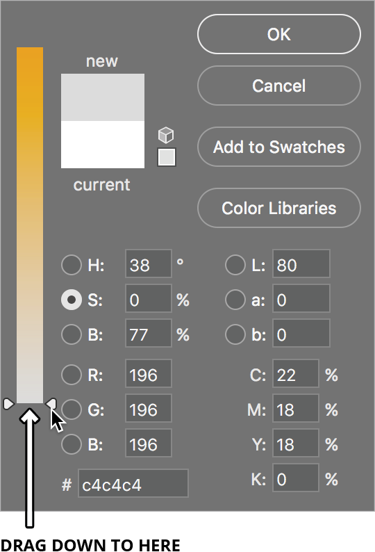 set saturation s slider