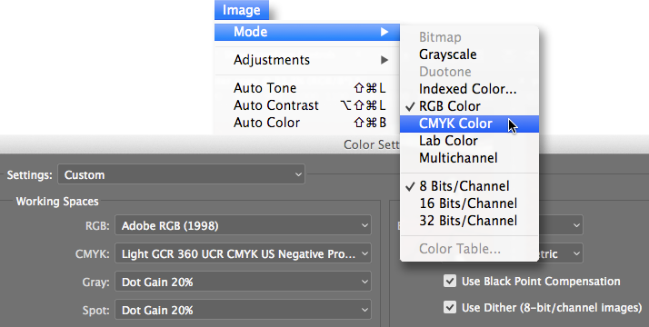 cmyk conversions