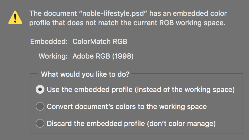 color settings profile mismatch