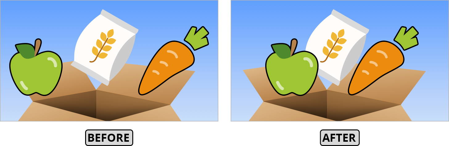 curved foods before and after