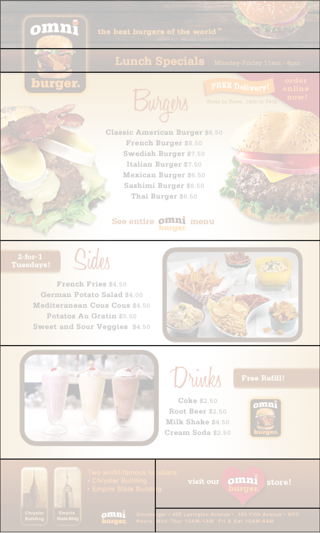 lunch menu create slices