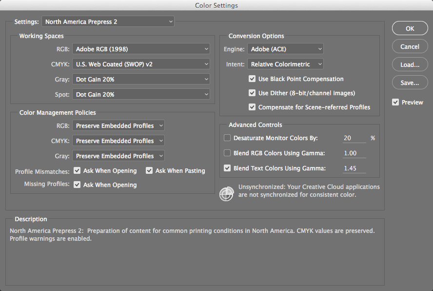 default color settings