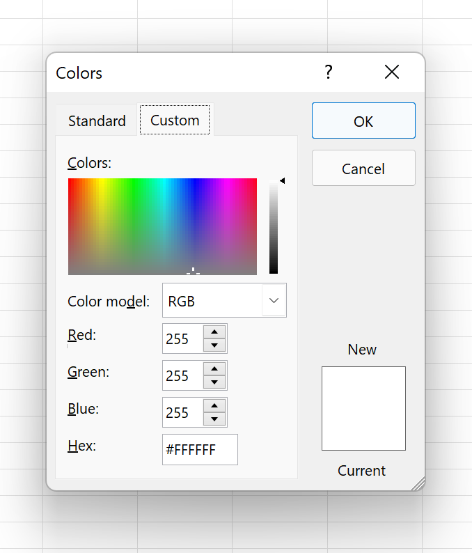Colors Dialog Box More Colors Command