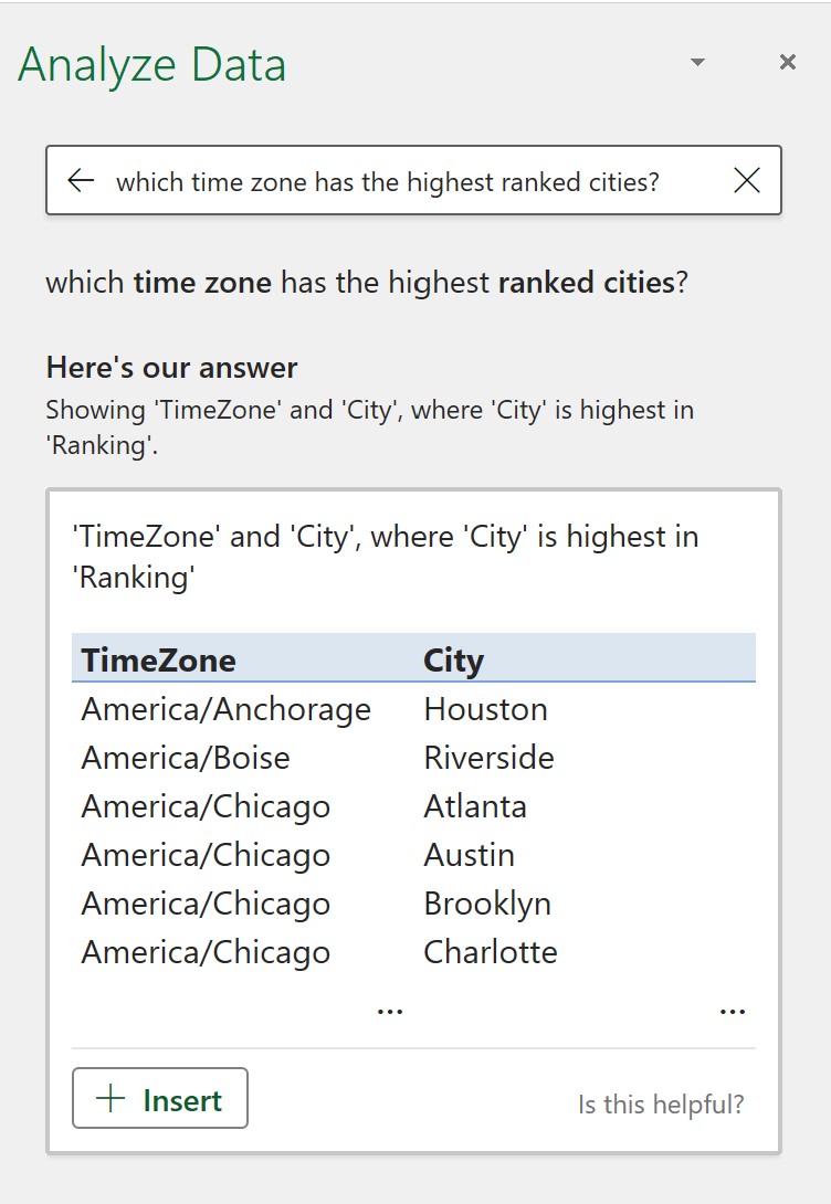 Excel providing detailed explanation of its analytical reasoning