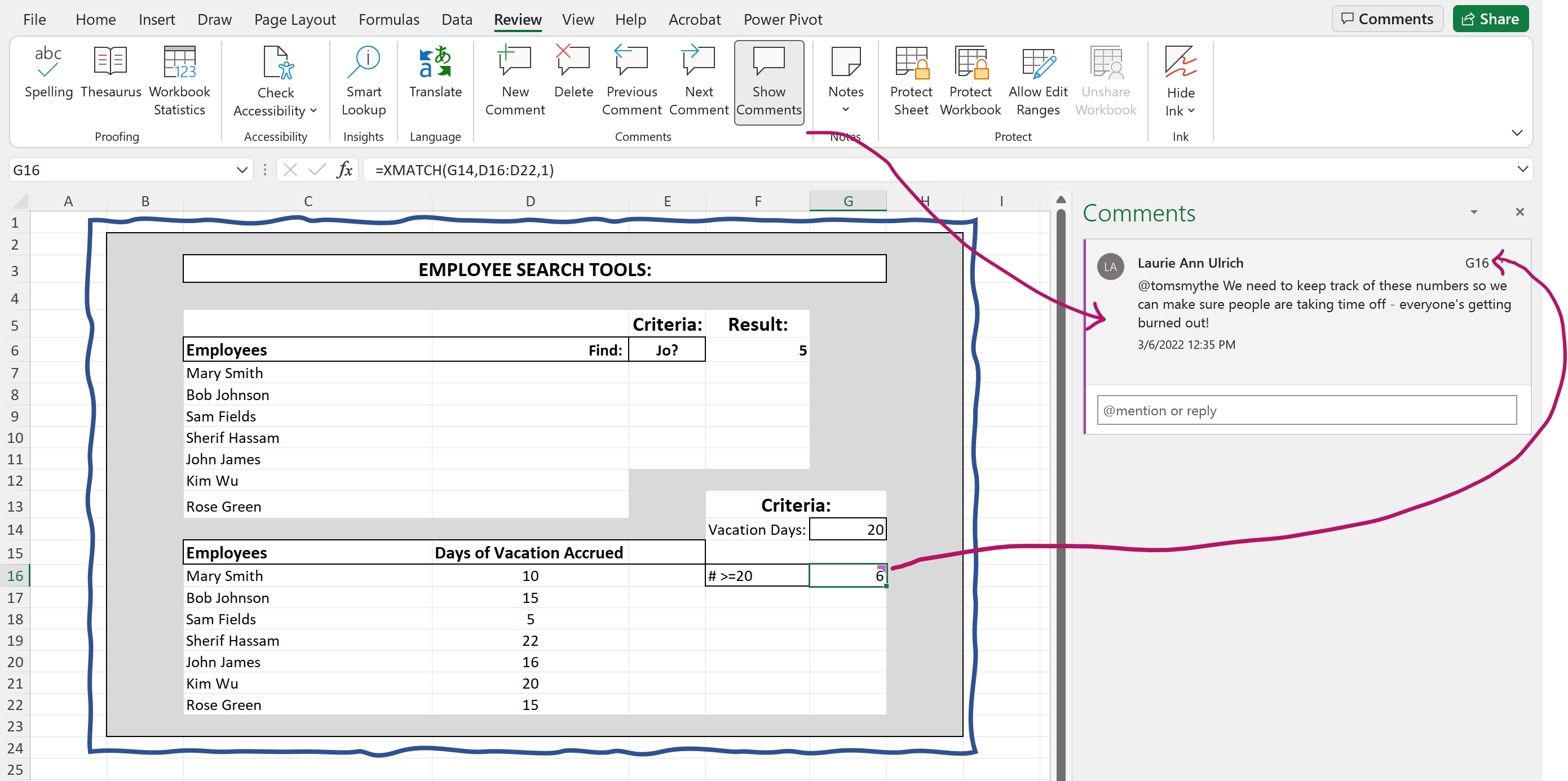 Comments Group On Ribbon With Comments Pane Showing