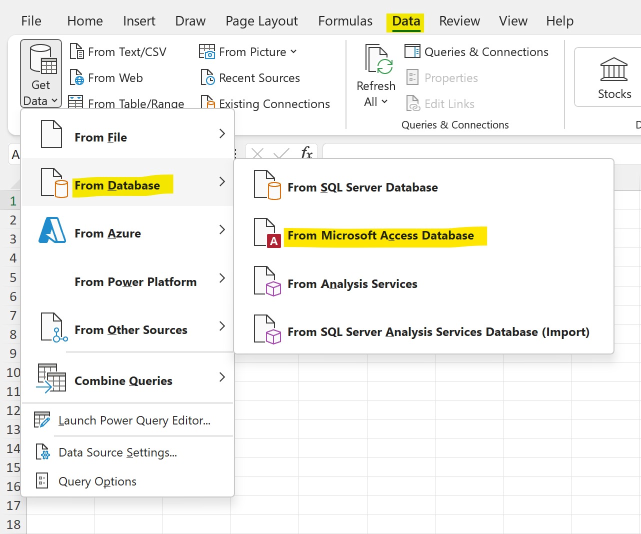 Choosing An Access Database As Your Query Data Source