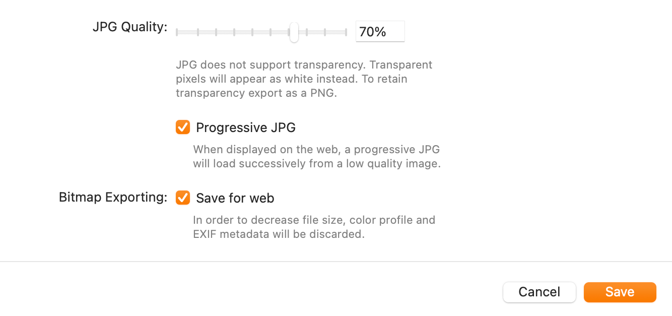preview exporting jpeg