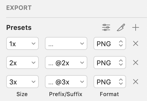 iOS app export settings