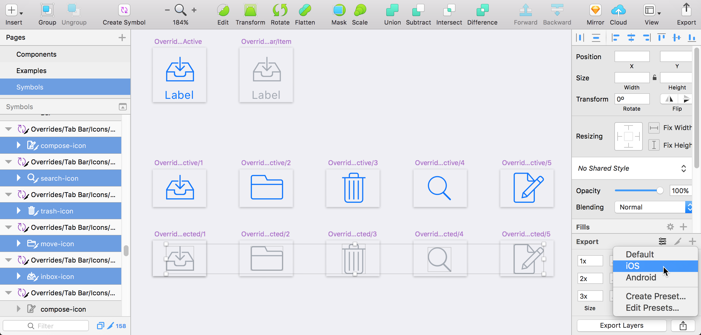 preview exporting assets for iOS apps