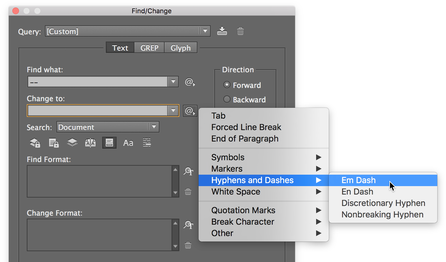 find change special characters