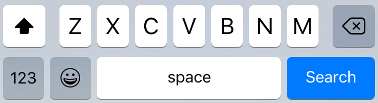 iOS simulator keyboard search