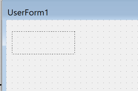 Screenshot showing the process of drawing a label control on the UserForm