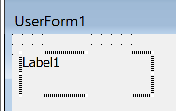 Screenshot of a newly created label control with selection handles visible