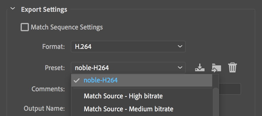 export use custom preset