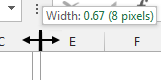Excel column being dragged to hide it
