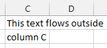 Excel spreadsheet showing text that overflows column boundaries
