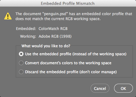 color settings profile mismatch