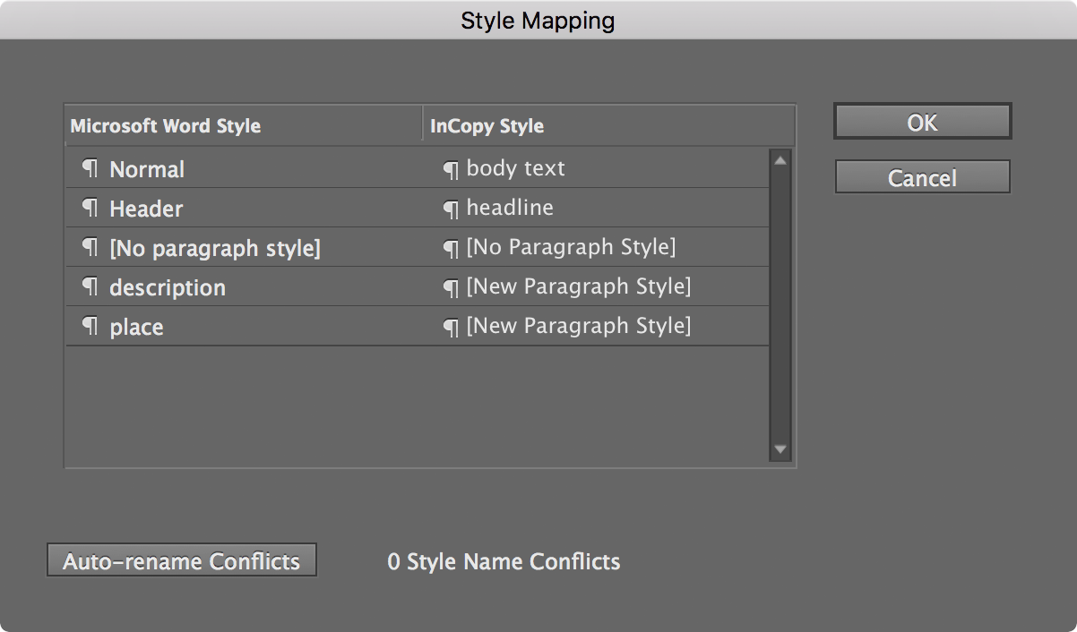 word import style mapping