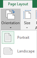 Orientation dropdown menu showing Portrait and Landscape options