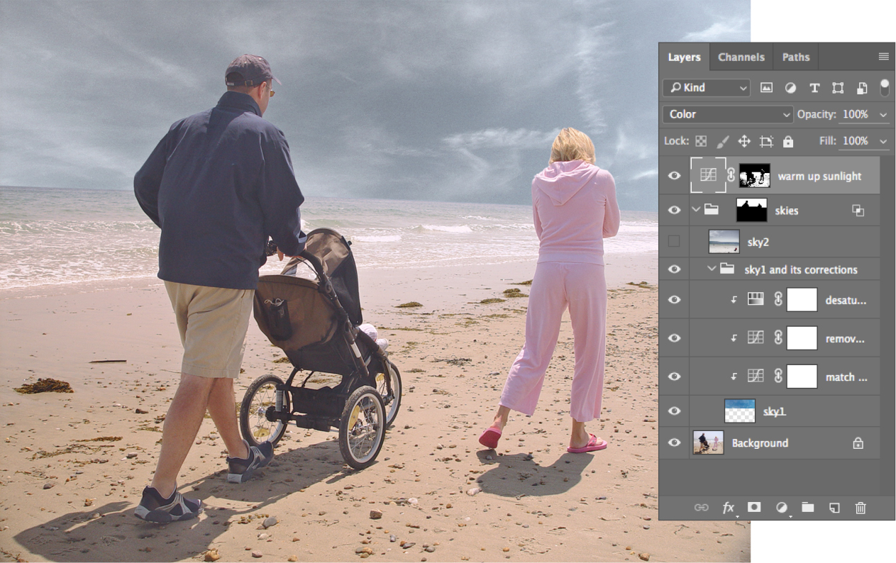 beach family light and shadows