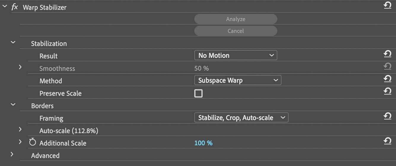 preview warp stabilizer