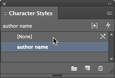character style applied