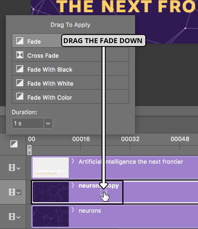 drag to apply fade transition